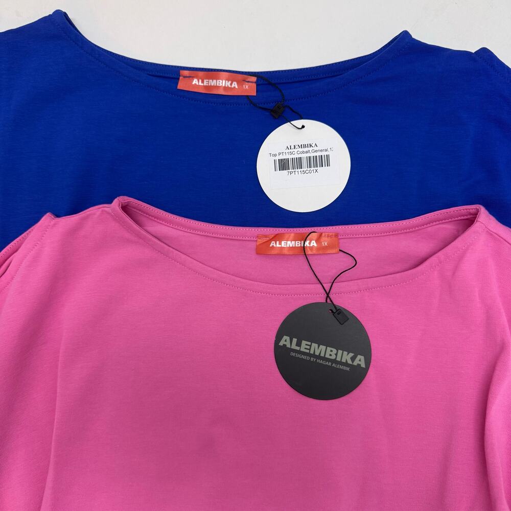 BUNDLE Alembika Boxy Dolman Top Bazooka Pink & Blue Plus 1X Travel Momcore NWT